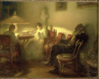 Lo scrittore Lev Nikolaevich Tolstoy (1828-1910) con la sua famiglia a Yasnaya Polyana, 1902 da Leonid Osipovic Pasternak